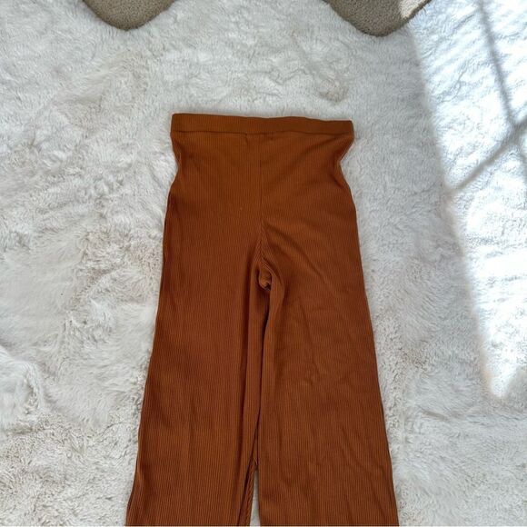 Free People FP Beach orange yellow flare yoga pants with ribbing and slit - Picture 6 of 8